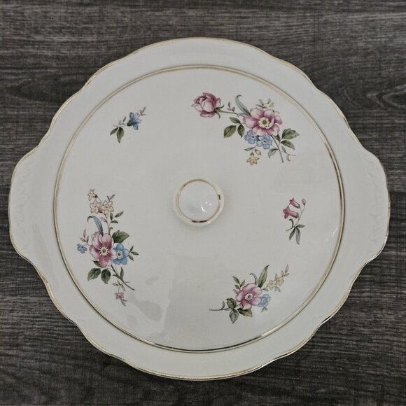 Rideau Pottery Serving Dish Lidded Casserole Handles White Floral VTG Canada - Picture 6 of 15